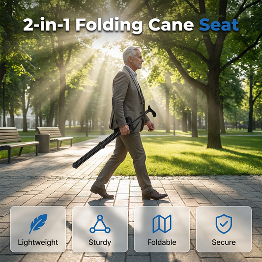 🔥HOT SALE 50% OFF! 🦯🪑 Walk, rest, repeat — this folding cane becomes a sturdy seat in seconds. Lightweight, height‑adjustable, and travel‑ready. Rest when you need it, move when you're ready. ✨