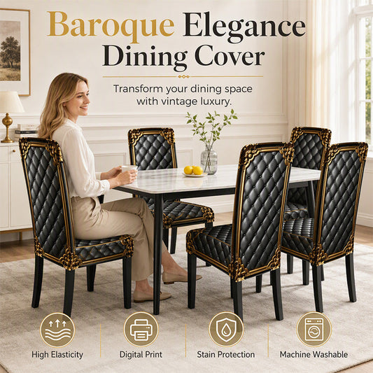 🪑 LIMITED-TIME 50% OFF ✨ Washable Baroque Chair Cover — Stretch Fit, Royal Gold Pattern