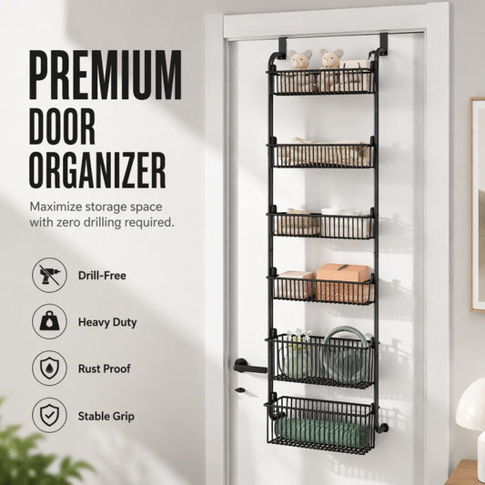 🚪 LIMITED-TIME 50% OFF 📦 Over-the-Door Hanging Storage Basket — No-Drill, Space-Saving Organizer