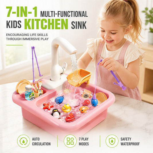 🚰 LIMITED-TIME 50% OFF 🧸 Kids Play Sink Toy — Real Running Water, 7-in-1 Sensory Fun