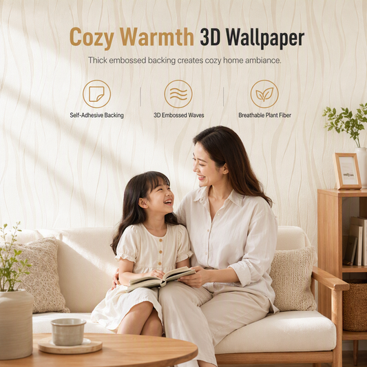 🏠 LIMITED-TIME 50% OFF ✨ Thickened Non-Woven Wallpaper — 3D Textured Stripe, Peel & Stick, Cozy Upgrade