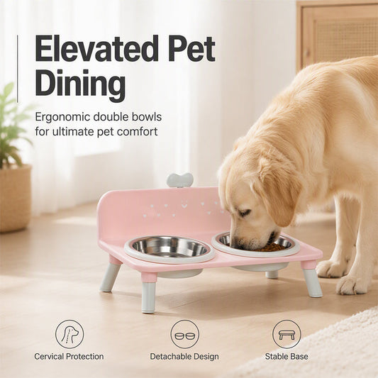 🐾 LIMITED-TIME 50% OFF 🍽️ Elevated Pet Double Bowls — Detachable, Ergonomic, Neck-Friendly