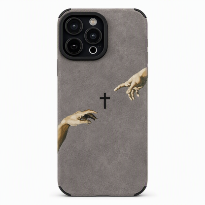 📱 LIMITED-TIME 50% OFF ✨ Suede Phone Case — Creation of Adam Design, Secure Grip, Precision Camera Protection