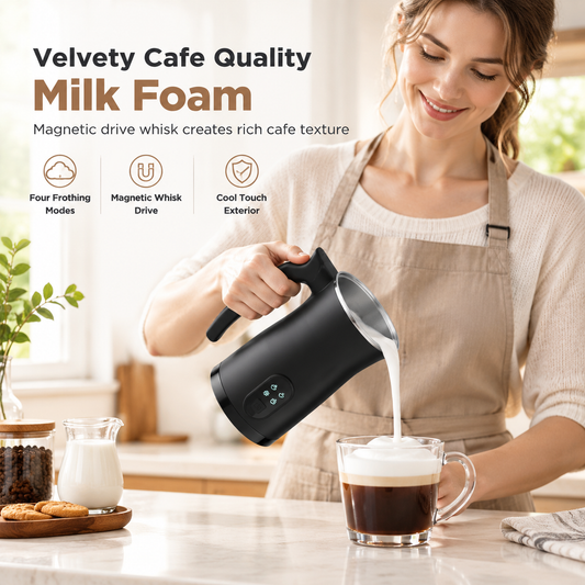 ☕ LIMITED-TIME 50% OFF 🥛 400W Electric Milk Frother — Hot & Cold Foam, Magnetic Whisk, Cafe Quality