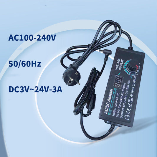 🔌 LIMITED-TIME 50% OFF ✨ Adjustable 3V–24V Universal Power Adapter — 3A, Digital Display, Multi-Tip