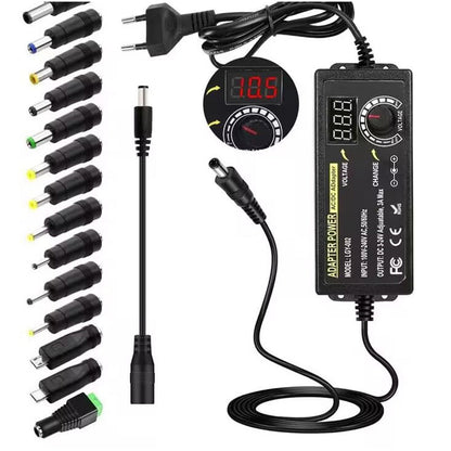 🔌 LIMITED-TIME 50% OFF ✨ Adjustable 3V–24V Universal Power Adapter — 3A, Digital Display, Multi-Tip