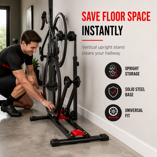 🚲 LIMITED-TIME 50% OFF 🅿️ Foldable Bicycle Floor Parking Stand — Double Pole U-Shaped, Space-Saving
