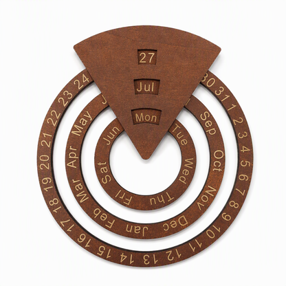 💥 50% Off! 🗓️ Wooden Rotating Perpetual Calendar — Interactive Rings & Natural Hardwood ✨