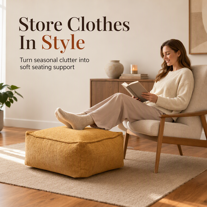 🪑 50% Off Now ✨ Storage Stool Cover — Fill with Clothes & 100kg Support 📦