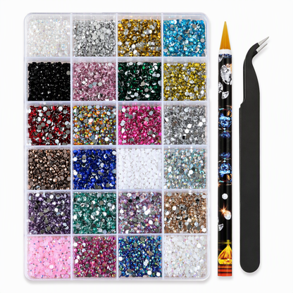 💎✨ LIMITED-TIME 50% OFF! 24-Grid Nail Art Rhinestone Set — Organized, Sparkling, Easy to Pick 💅