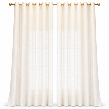 🏡 Limited-Time 50% Off ✨ Greek Key Sheer Curtain Panel — Soft Light & Daytime Privacy ☀️