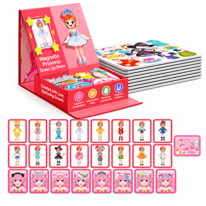👑 Time-Limited Special ✨ Kids 3D Magnetic Princess Dress-Up Set — 129 Pieces & 25 Outfits 🎀