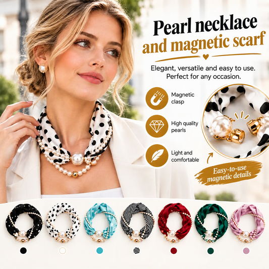 ✨ 50% Off Now 💎 Magnetic Clasp Pearl Scarf Necklace — Easy to Wear & Elegant 🧣