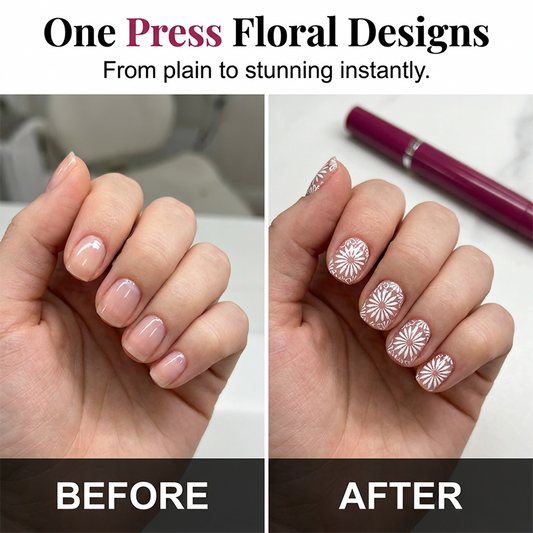 💅 50% Off Now ✨ Nail Art Stamping Tool Kit — 6 Floral Metal Stamp Heads 🌸
